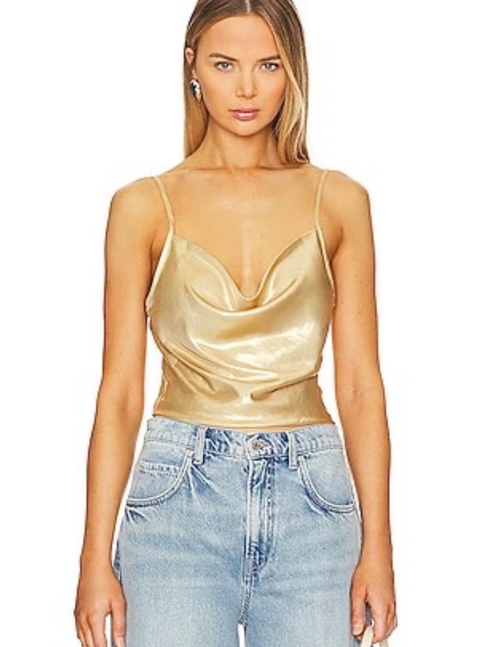 x Intimately FP Sunset Shimmer Woven Cami In Gold Free People